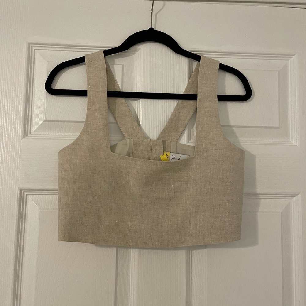 L’Academie The Rochelle Linen Crop Top | Size XS
